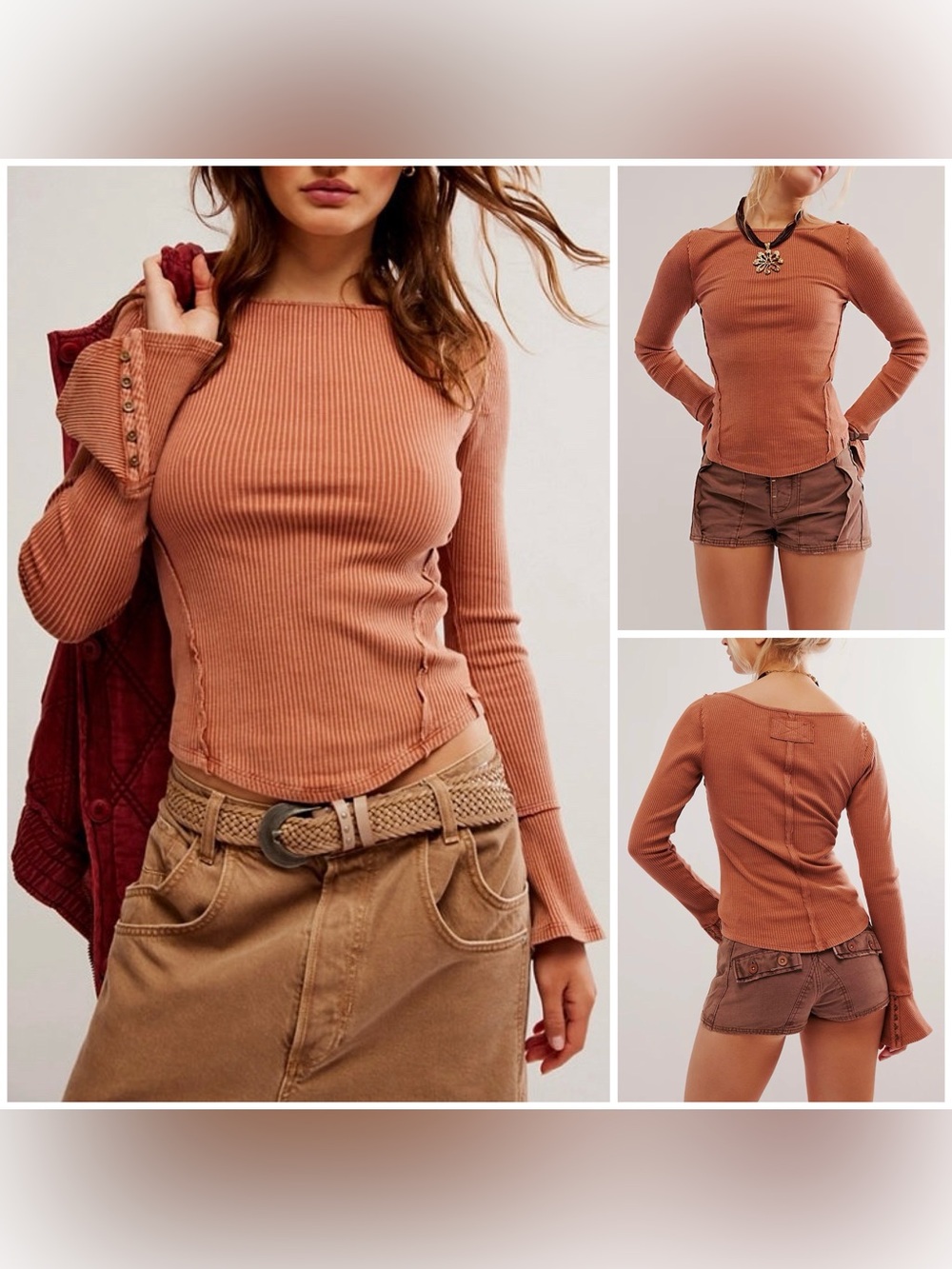 NWOT Free People We The Free Soul Sister Layering Top - Cedarwood - Medium